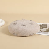 Autumn and winter fashion gentle wool hat female warm painter hat small fresh gray bowknot beret
