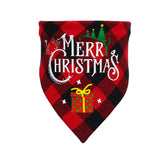 Novel red and black plaid pet triangle towel dog saliva towel Christmas pet saliva towel gift
