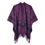 Checked scarf shawl reversible cashmere split shawl napping blanket in summer air-conditioning room