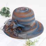 Mesh lace hat women spring and summer organza flowers rainbow hat