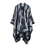 Women's camouflage gradient imitation cashmere split lengthened thickened cape cape
