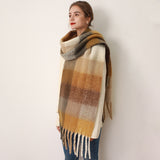 Mohair scarf for women in autumn and winter warm scarf thickened cashmere like check scarf