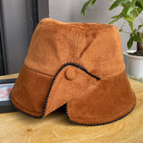 Corduroy solid color split fisherman hat women's all-match casual warm basin hat autumn and winter bucket hat