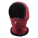 Women's autumn and winter ear protection and velvet thickened one-piece hat windproof and cold proof bib