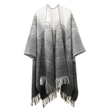 Women's imitation cashmere with cape cape and gradual tassel for warmth