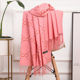 Double Sided Cotton Scarf Women Winter Faux Cashmere Scarf Ladies Shawl