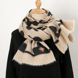 Women's cashmere shawl scarf warm solid color shawl raw edge imitation cashmere flower scarf temperament