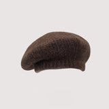 Winter Wool Bud Hat Women's Versatile English Style Soft Glutinous Plush Knitted Wool Artist's Hat