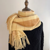 Plaid scarf women's autumn and winter all-match British classic imitation cashmere dual-purpose scarf shawl