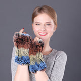Rex rabbit fur warm fur gloves for winter ladies lovely open finger stretch gloves