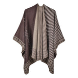 Women's scarf autumn and winter striped small rhombus slit cloak warm shawl in all seasons