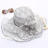Texture foldable spring and summer lace flower sun hat fashion breathable mesh hat outdoor