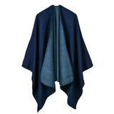 Solid Color Imitation Cashmere Large Slit Warm Monochrome Cape Plain Cape, Gift for Women