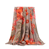 Rectangular edge large flower print ladies scarf fashion all-match trend turban shawl
