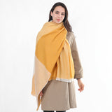 Autumn and Winter Women's Cashmere Scarf Wheat Ear Plaid Warm Woven Fringe Scarf