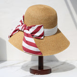 Straw hat women summer seaside holiday sun hat bow travel foldable beach hat sun hat