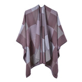 Large Plaid Shawl Women's Autumn and Winter Multi functional Double Sided Cashmere Split Scarf Cape
