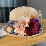 Bowler Hat Ladies Fashion Knit Breathable Pot Hat Summer Outing Beach Sun Hat