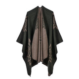 Autumn and winter long shawl dual-use travel warm double-sided cashmere flower cape