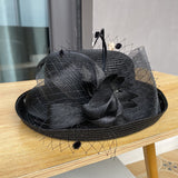Spring and summer mesh flower fashion hat ladies British retro roll top hat outdoor all-match sunscreen hat