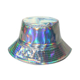 Metal PU fisherman hat fashion hip-hop street gold and silver pot cap men and women stage performance cap
