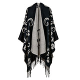 Women's rhombus tassel lengthened imitation cashmere shawl front and back can be thickened cloak