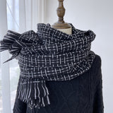 Plaid scarf women's fashion tassel shawl mid-length thickened imitation cashmere warm scarf new