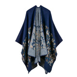 Women's fashion camouflage cashmere imitation split lengthened thick cape cape