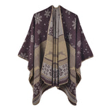 Women's imitation cashmere slit shawl warm scarf Christmas gift double-sided thickened shawl