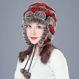 Rex rabbit fur hat female winter wild casual thickening warm ear protection winter