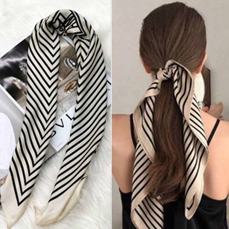 New Silk New Small Women Fashion Scarf Hair Bag Handle Decoration Tie  Multifunction Hand Ribbon Printed Streamers