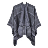 Women's retro plaid shawl, cashmere like, simple and fashionable, warm and thickened small coat cloak