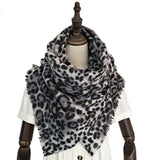 Large rectangular classic leopard print warm scarf Women's imitation cashmere fleece shawl