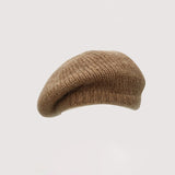 Winter Wool Bud Hat Women's Versatile English Style Soft Glutinous Plush Knitted Wool Artist's Hat