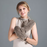 Mink Fur Grass Gloves Women's Autumn and Winter Woven Elastic Warm and Thickened Mittens