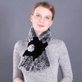 Rex rabbit fur scarf neck women's winter wild fur scarf woven thick warm wool