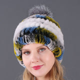 Autumn and winter ladies fur hat Rex rabbit fur warm fox fur ball cap ball cap