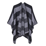 Autumn and winter shawl with simple decoration plaid warm imitation cashmere split coat cloak