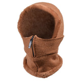 Women's autumn and winter ear protection and velvet thickened one-piece hat windproof and cold proof bib
