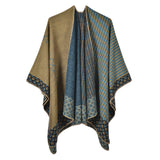 Women's scarf autumn and winter striped small rhombus slit cloak warm shawl in all seasons