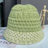 Ladies autumn and winter bucket hat all-match wool hat Western style knitted stitching warm basin hat