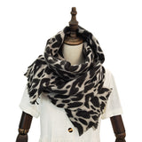 Large rectangular classic leopard print warm scarf Women's imitation cashmere fleece shawl