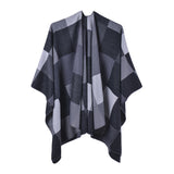 Large Plaid Shawl Women's Autumn and Winter Multi functional Double Sided Cashmere Split Scarf Cape