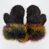 Mink braided gloves lanyard hanging neck mittens elastic female gloves cute fox fur mink fur gloves