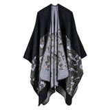 Women's diamond colored striped shawl, high-end women's double-sided travel cloak