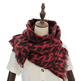 Large rectangular classic leopard print warm scarf Women's imitation cashmere fleece shawl