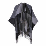 Women's scarf shawl Vintage fashion jacquard split thickened warm shawl cape