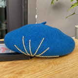 Woolen beret rhinestone three-dimensional painter hat winter ladies fashion all-match