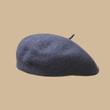 Autumn Winter Vintage Women's Wool Beret French Style Solid Color Large Diameter Wool Painter Hat