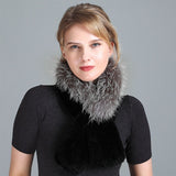 Winter Rex Rabbit Fur Scarf Women's Woven Thickening Warm Fox Fur Scarf